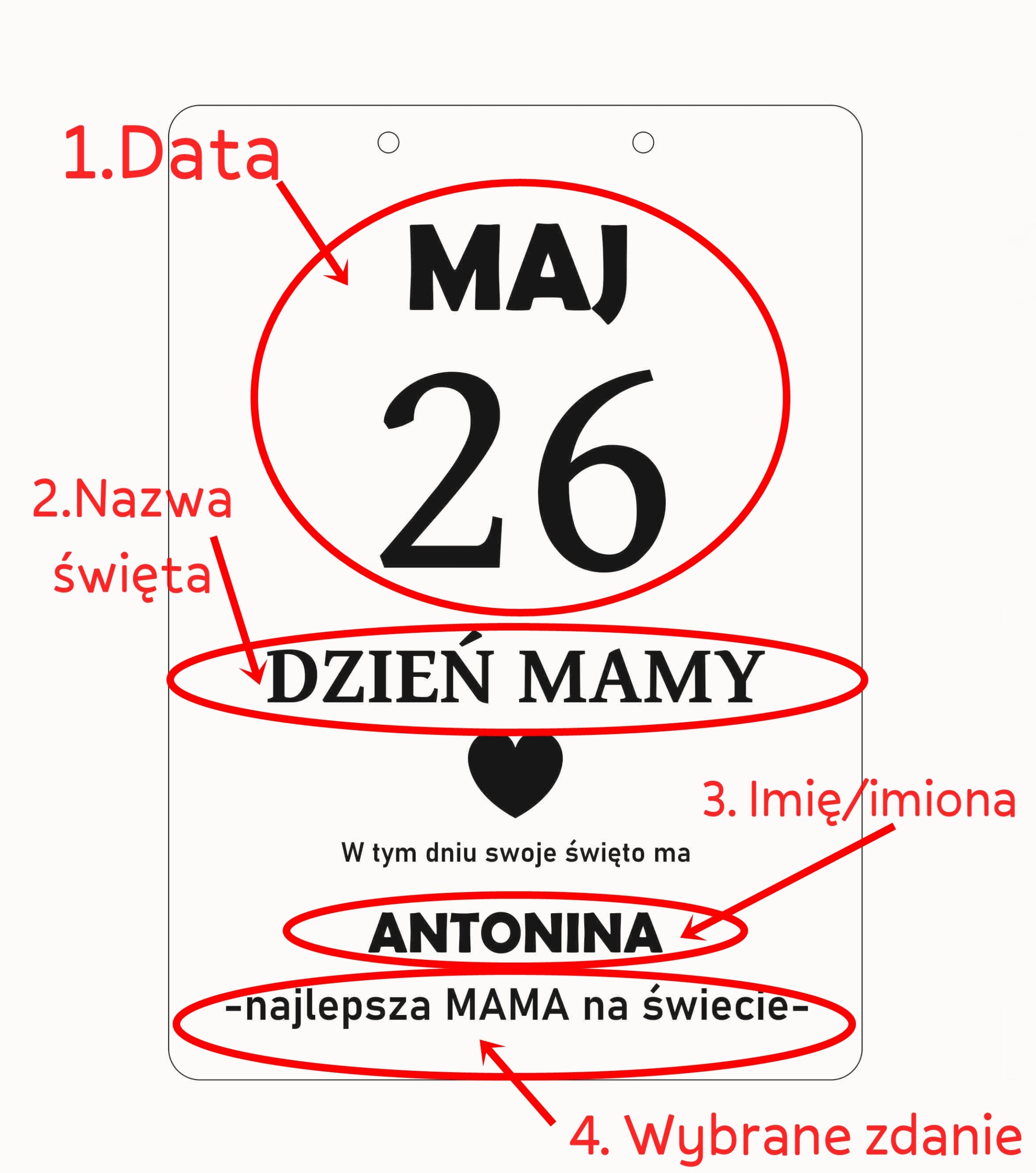 Tabliczka Kartka z kalendarza - Dzień Babci, Dziadka, Mamy, Taty - obrazek 9
