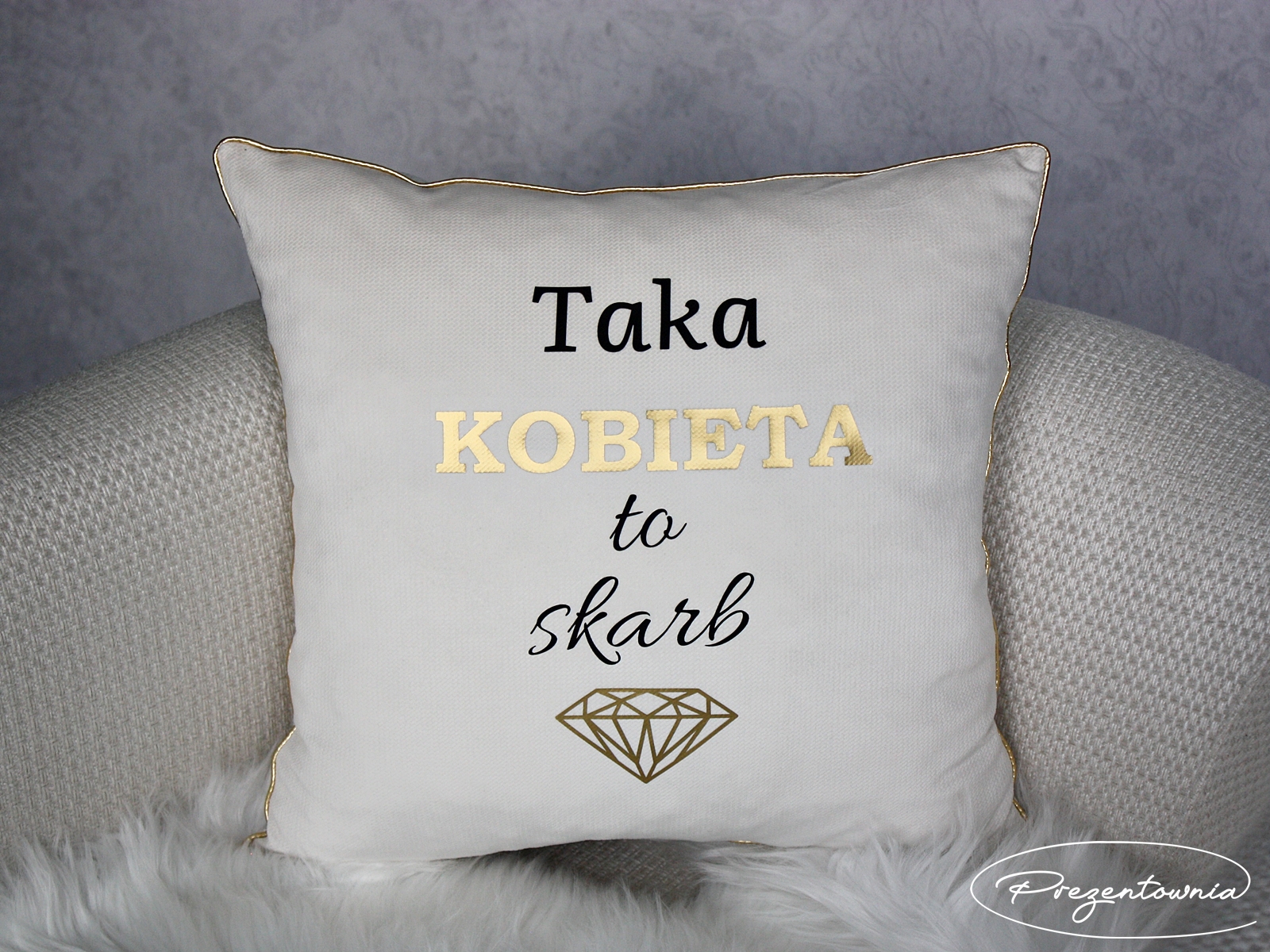Poduszka z wypełnieniem - Prezent -Taka Kobieta to Skarb - obrazek 4