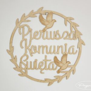 Koło, dekoracja - Pierwsza Komunia Święta - gołąbki
