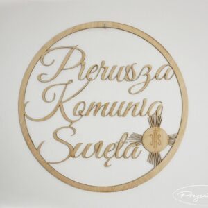 Koło, dekoracja - Pierwsza Komunia Święta - Hostia